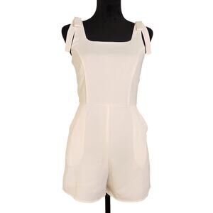 SHE + SKY White Sleeveless Romper with Bows, Size Small